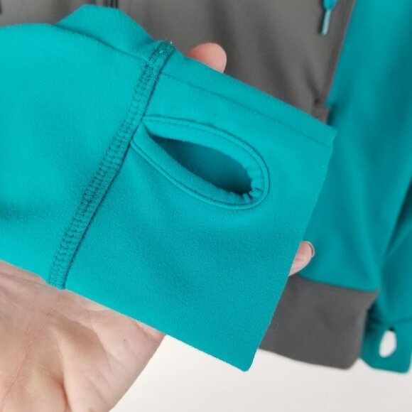 Lands' End Small 6-8 Full-zip Hooded Jacket‎ Gray Turquoise Color Block Zippered - Picture 9 of 9